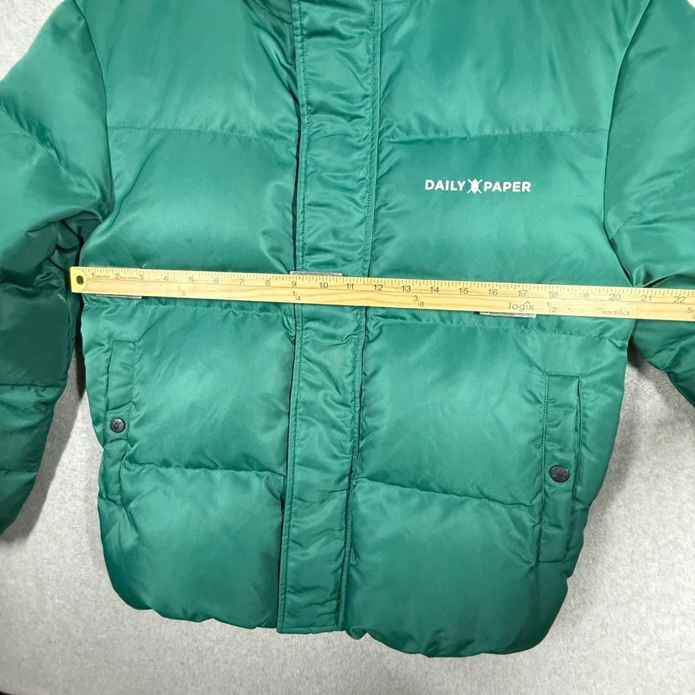 Daily Paper Mens Unisex Down Puffer Jacket Teal Green Size Small 18F1OU01